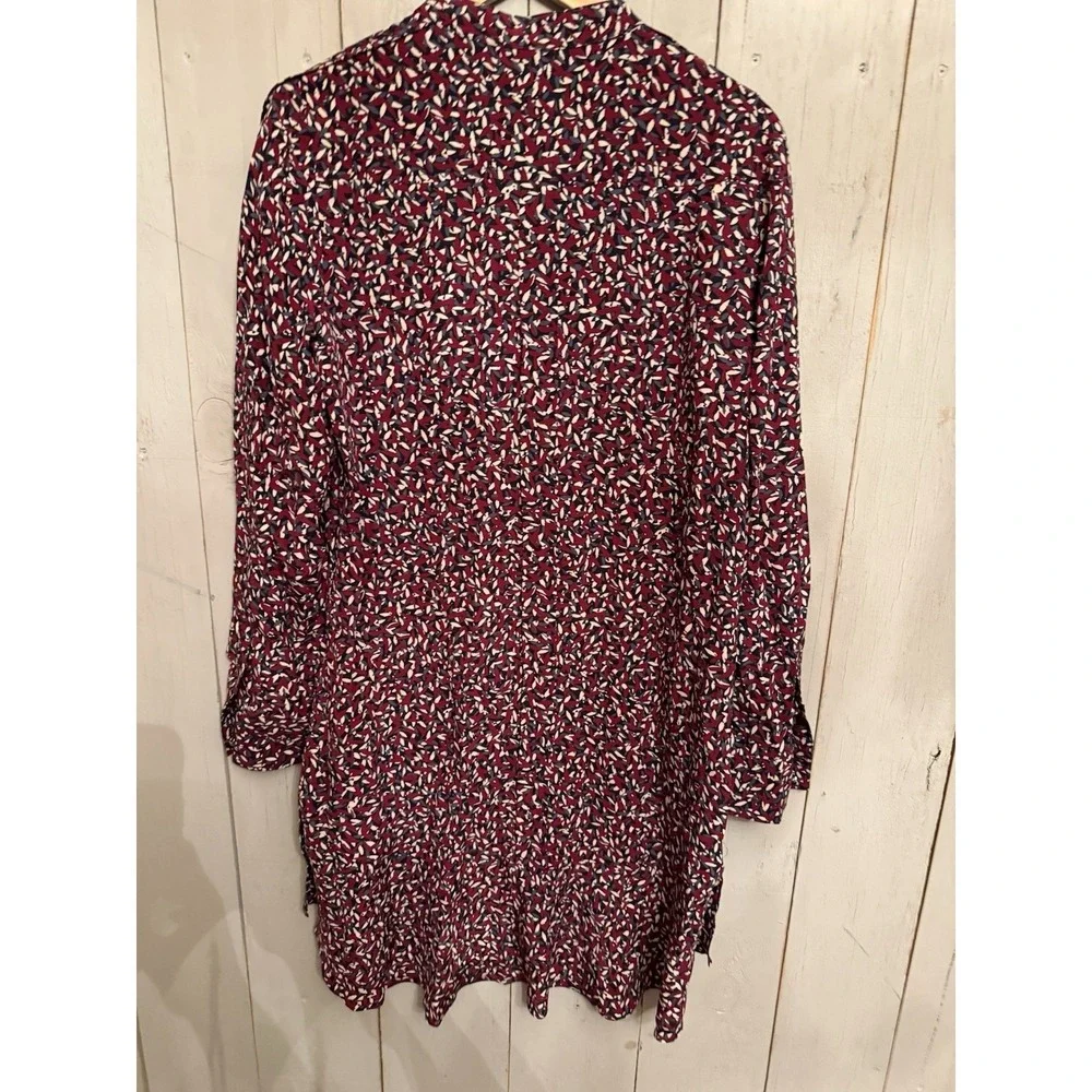 Tory Burch Red Agate‎ Confetti Print Silk Shirt Dress 6 Boho NWT 450$